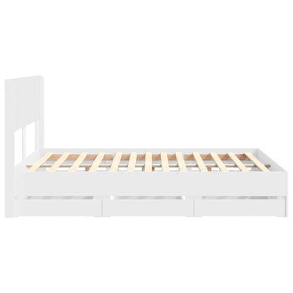 Bedframe met opbergruimte en hoofdbord Wit 150 x 200 cm