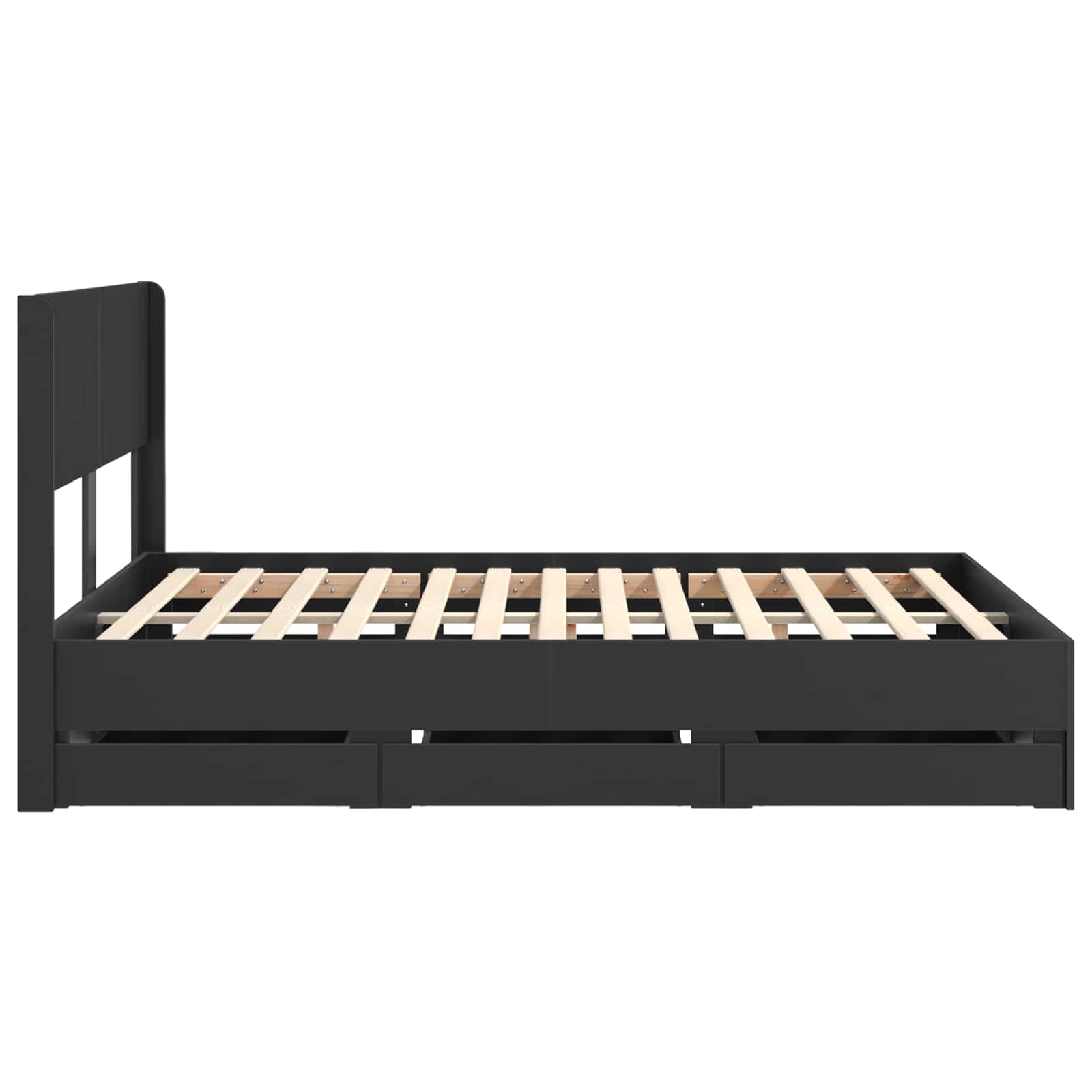Bedframe met opbergruimte en hoofdbord Zwart 150 x 200 cm