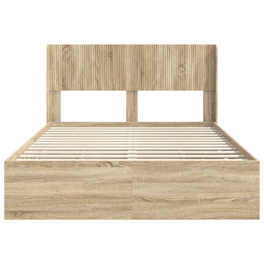 Bedframe met opbergruimte en hoofdbord met lade Sonoma Eiken