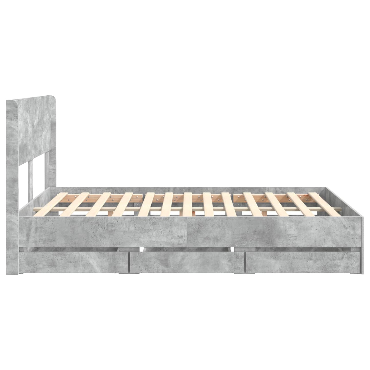Bedframe met opbergruimte en hoofdbord Betongrijs 150 x 200 cm