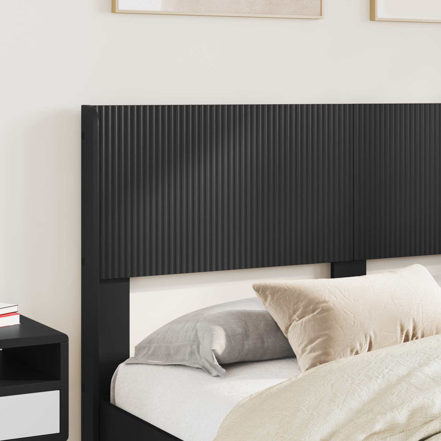Bedframe met opbergruimte en hoofdbord Zwart 140 x 200 cm