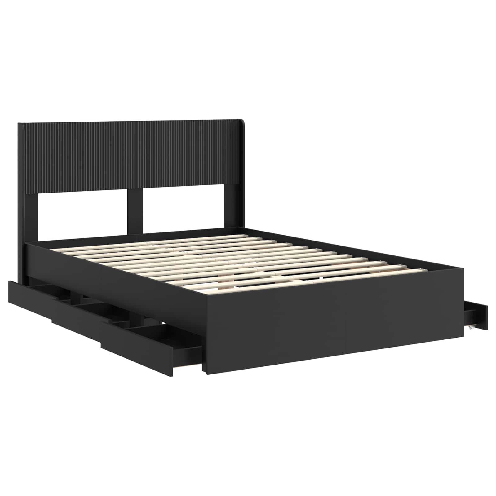 Bedframe met opbergruimte en hoofdbord Zwart 140 x 200 cm