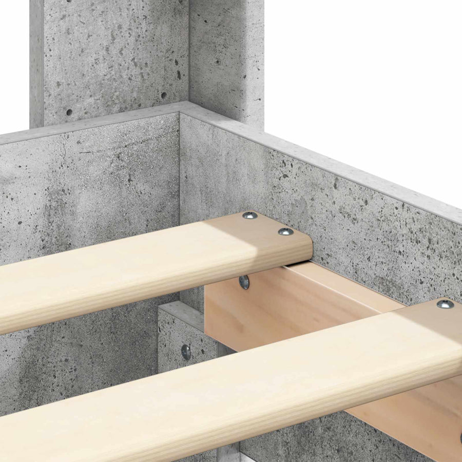 Bedframe met opbergruimte en hoofdbord Betongrijs 140 x 200 cm