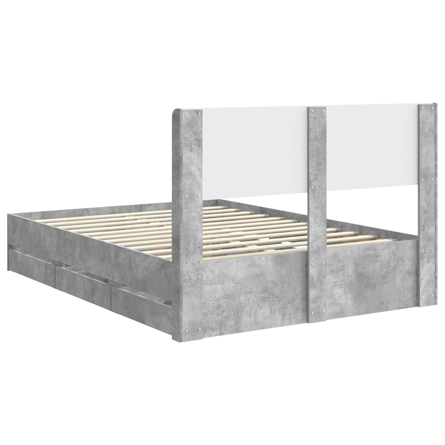 Bedframe met opbergruimte en hoofdbord Betongrijs 140 x 200 cm