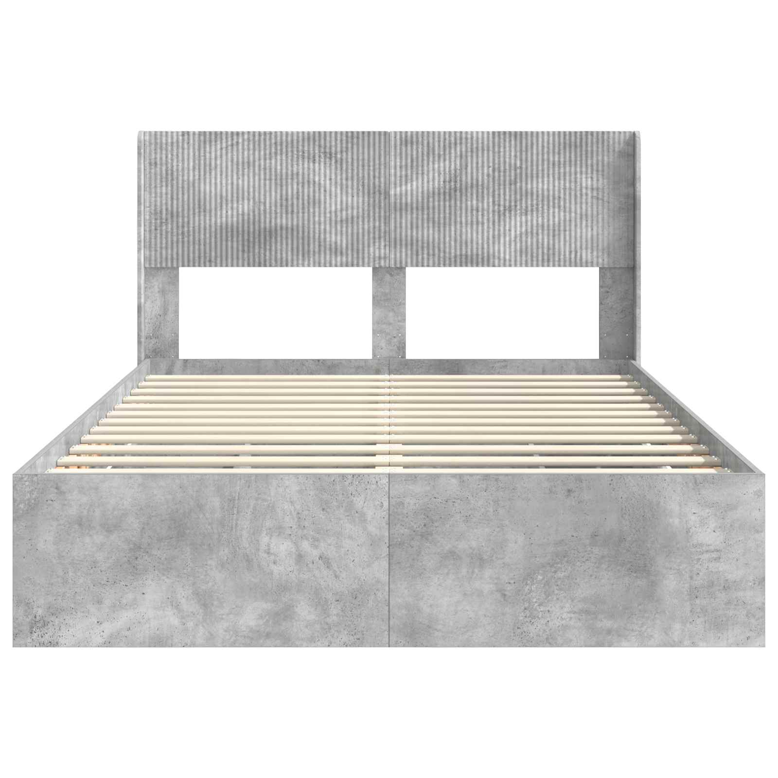 Bedframe met opbergruimte en hoofdbord Betongrijs 140 x 200 cm