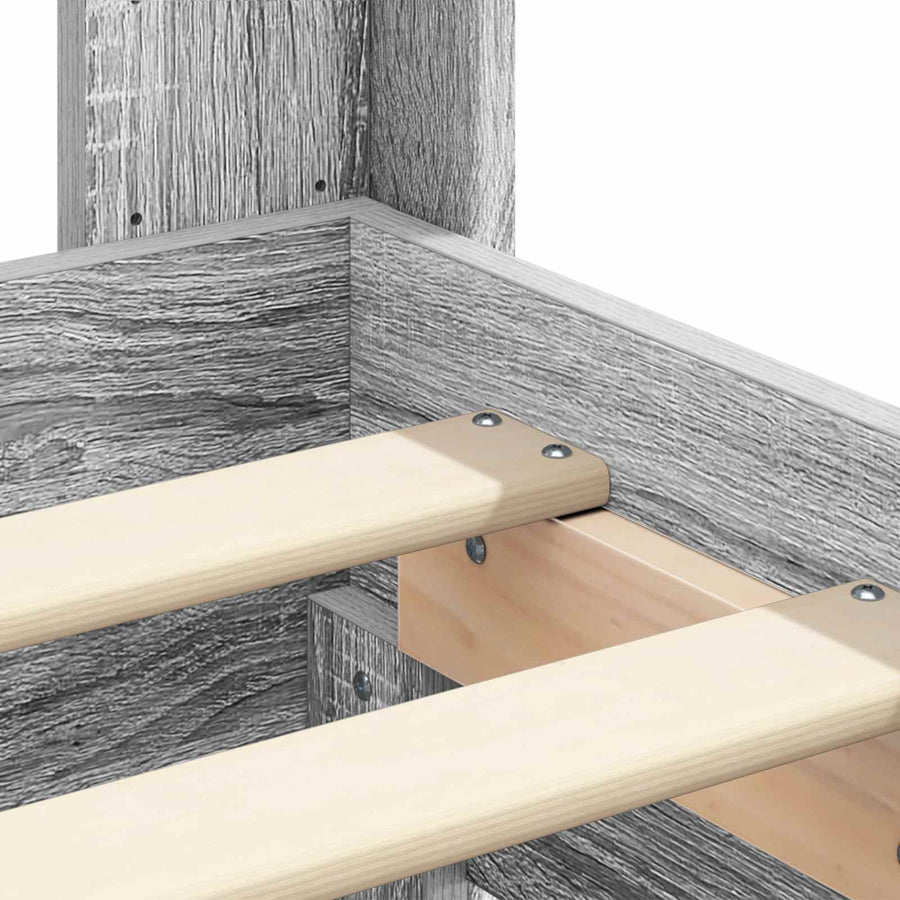Bedframe met opbergruimte en hoofdbord met lade Grijs sonoma