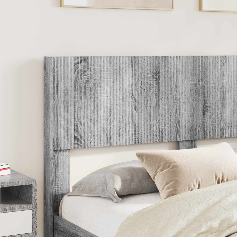 Bedframe met opbergruimte en hoofdbord met lade Grijs sonoma