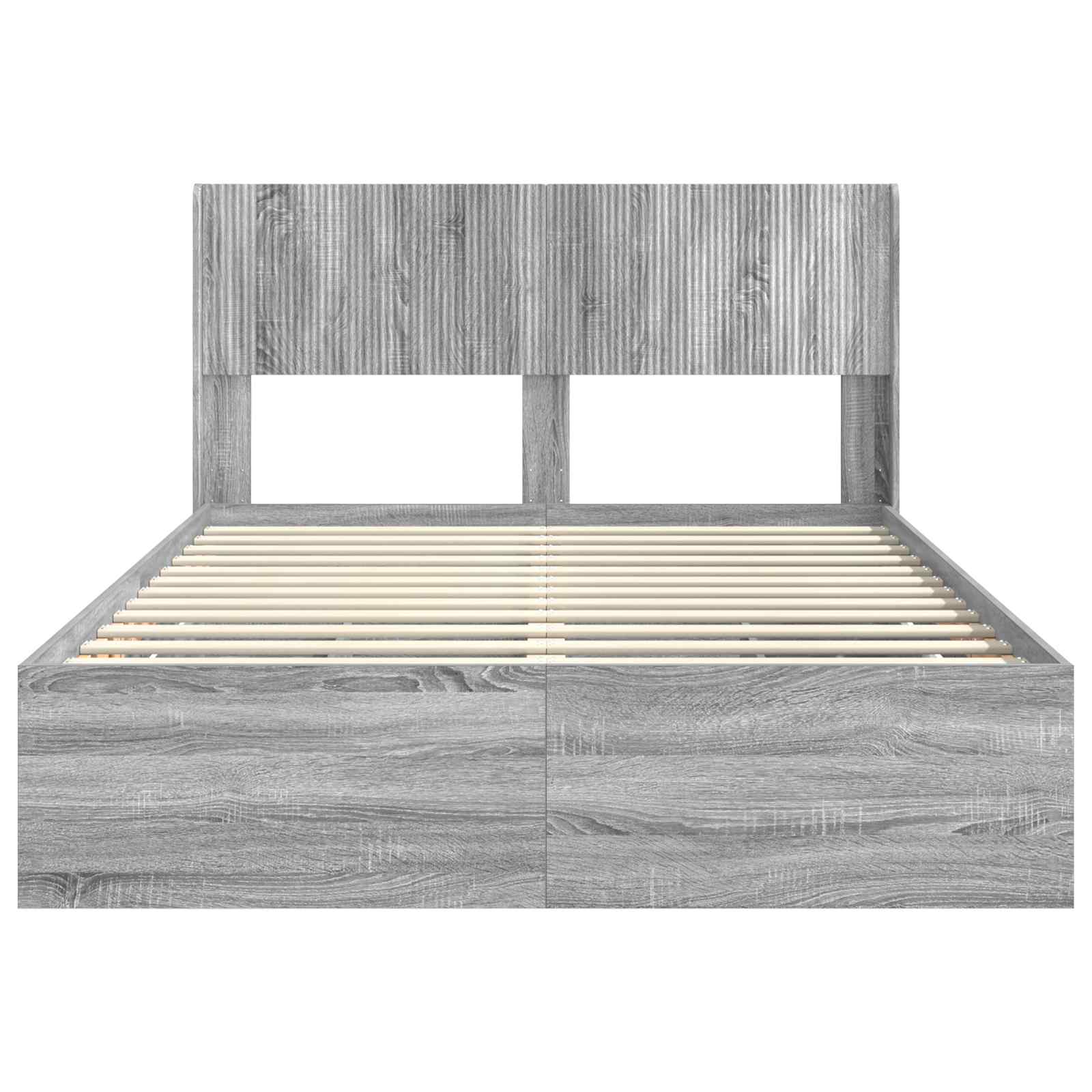 Bedframe met opbergruimte en hoofdbord met lade Grijs sonoma
