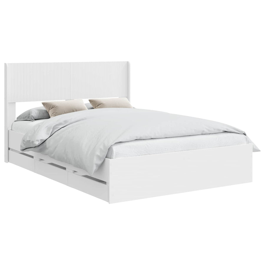 Bedframe met opbergruimte en hoofdbord Wit 140 x 190 cm