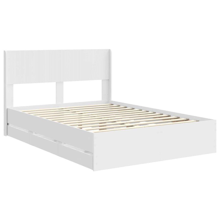 Bedframe met opbergruimte en hoofdbord Wit 140 x 190 cm
