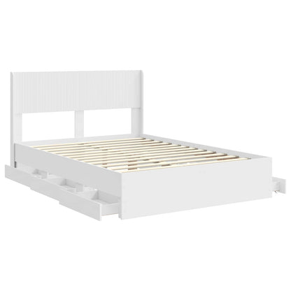 Bedframe met opbergruimte en hoofdbord Wit 140 x 190 cm