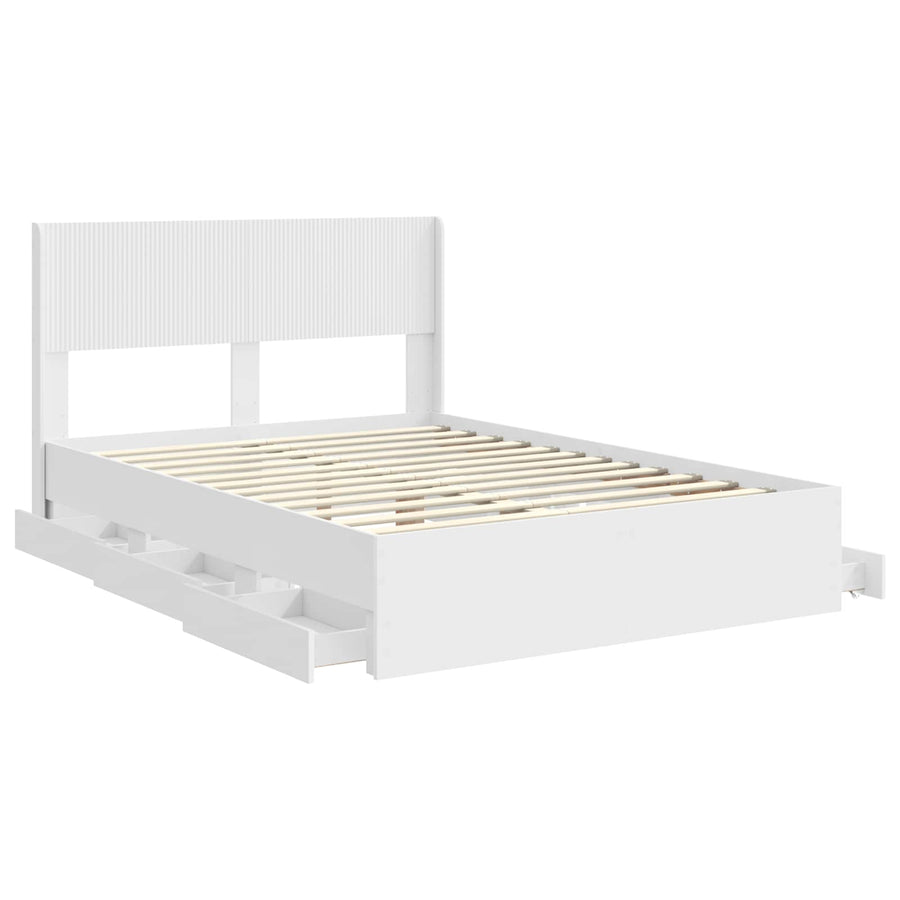 Bedframe met opbergruimte en hoofdbord Wit 140 x 190 cm