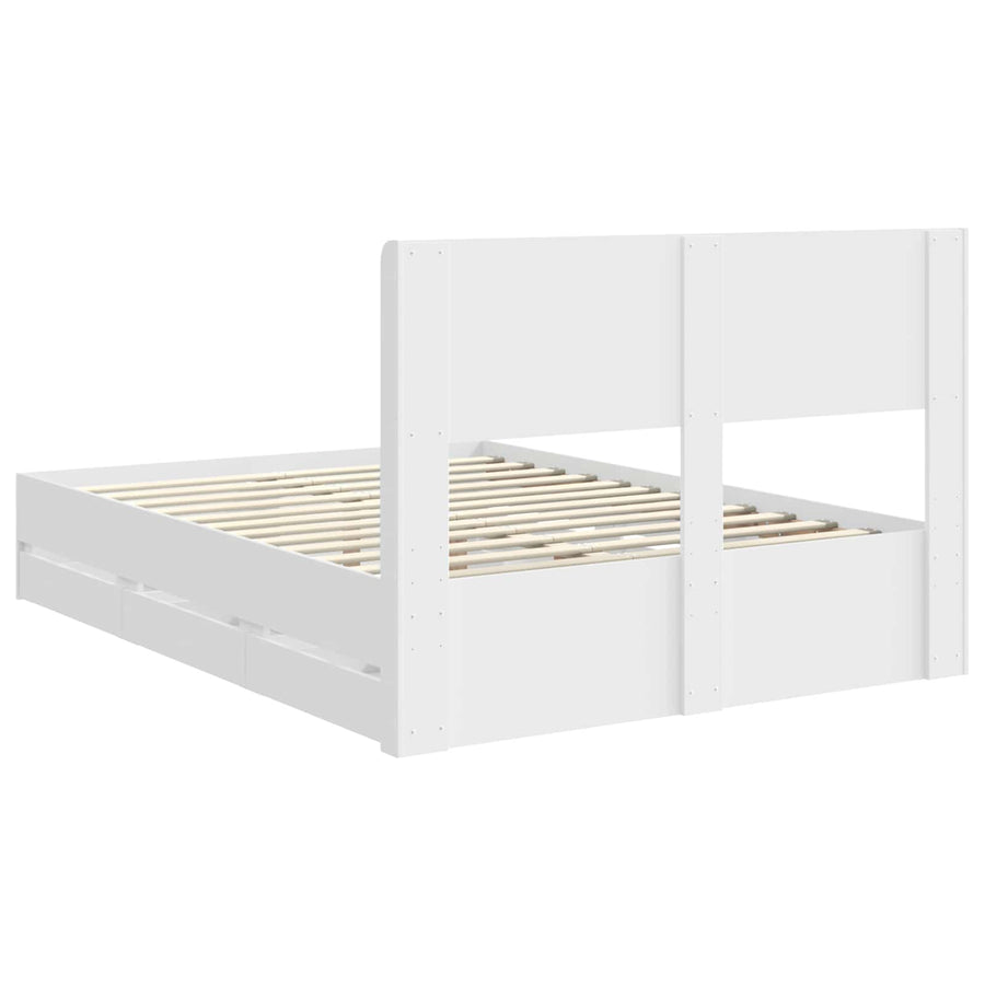 Bedframe met opbergruimte en hoofdbord Wit 140 x 190 cm