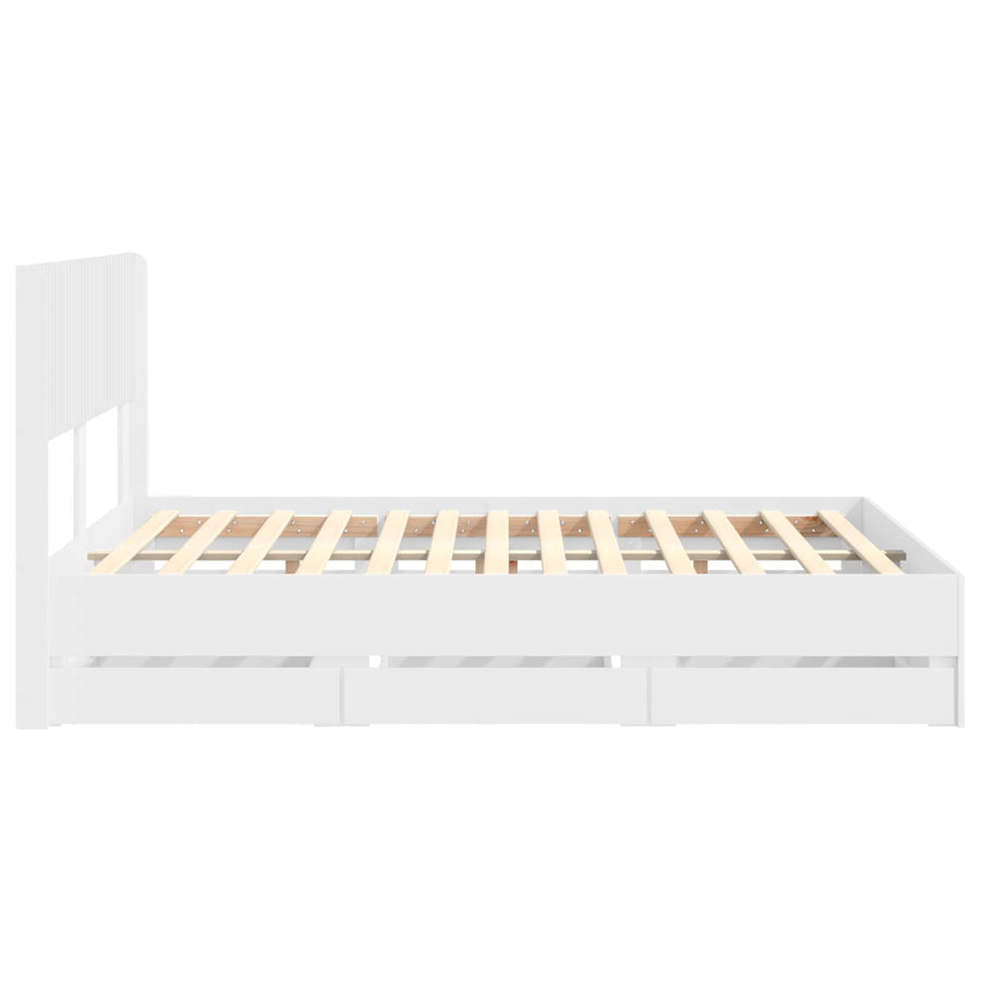 Bedframe met opbergruimte en hoofdbord Wit 140 x 190 cm