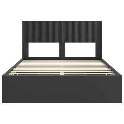 Bedframe met opbergruimte en hoofdbord Zwart 140 x 190 cm