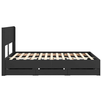 Bedframe met opbergruimte en hoofdbord Zwart 140 x 190 cm