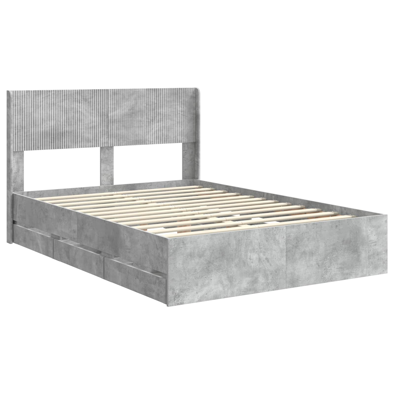 Bedframe met opbergruimte en hoofdbord Betongrijs 140 x 190 cm