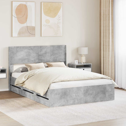 Bedframe met opbergruimte en hoofdbord Betongrijs 135 x 190 cm