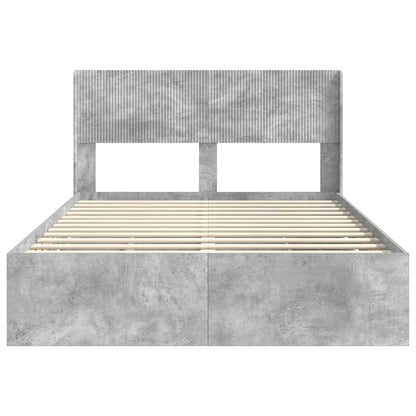 Bedframe met opbergruimte en hoofdbord Betongrijs 135 x 190 cm