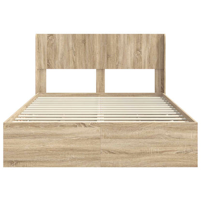 Bedframe met opbergruimte en hoofdbord met lade Sonoma Eiken