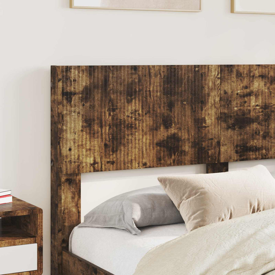 Bedframe met opbergruimte en hoofdbord met lade Gerookt eiken