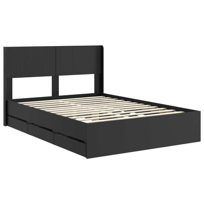 Bedframe met opbergruimte en hoofdbord Zwart 120 x 190 cm