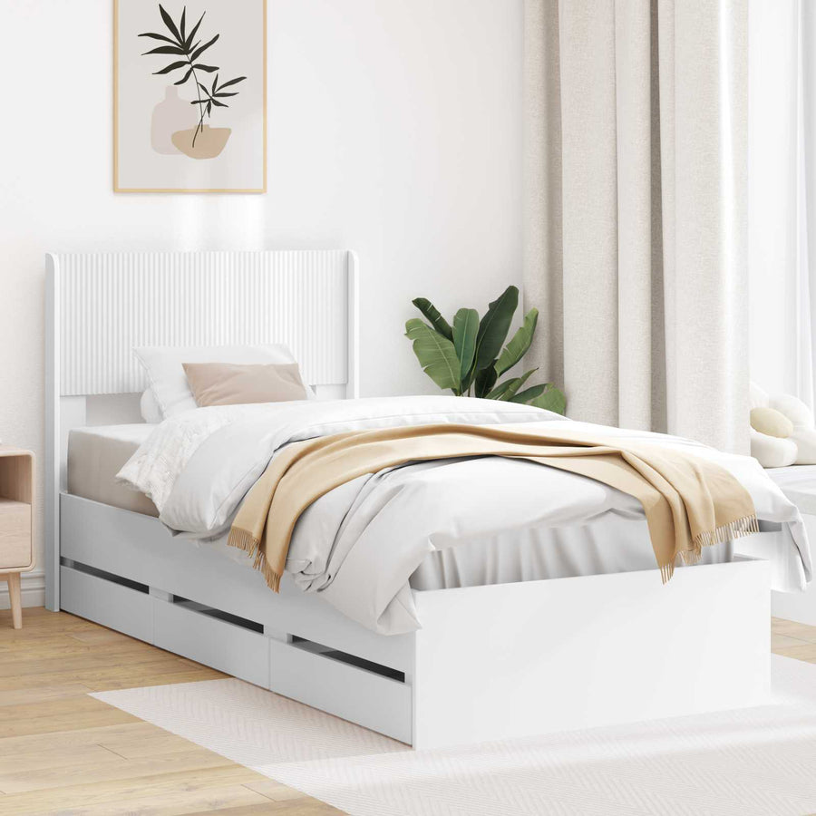 Bedframe met opbergruimte en hoofdbord Wit 100 x 200 cm