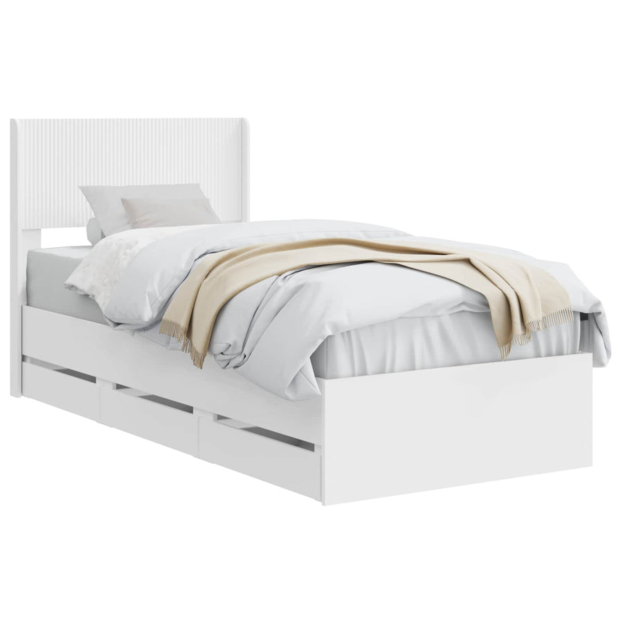 Bedframe met opbergruimte en hoofdbord Wit 100 x 200 cm