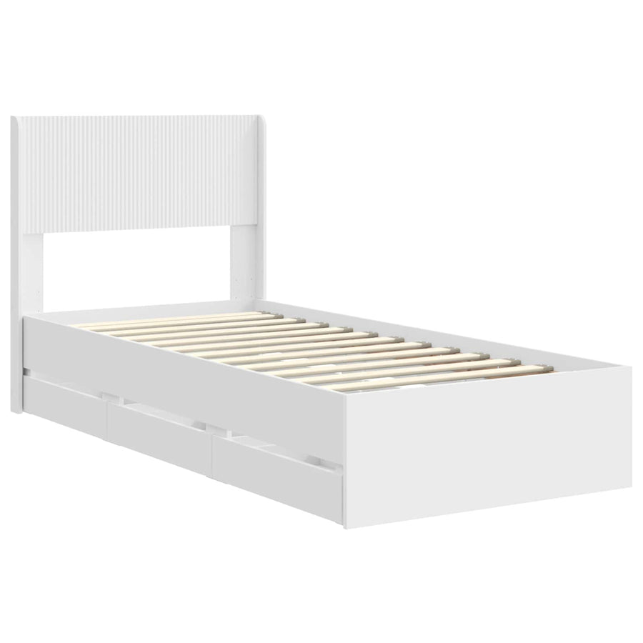 Bedframe met opbergruimte en hoofdbord Wit 100 x 200 cm