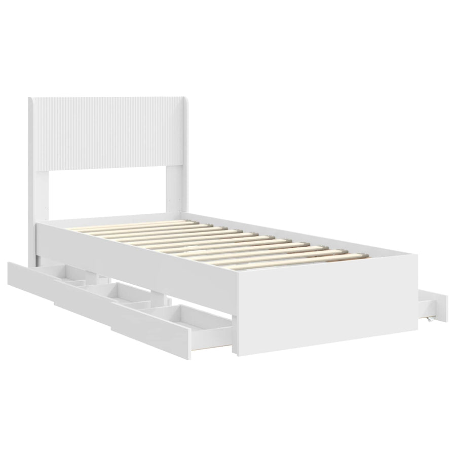Bedframe met opbergruimte en hoofdbord Wit 100 x 200 cm