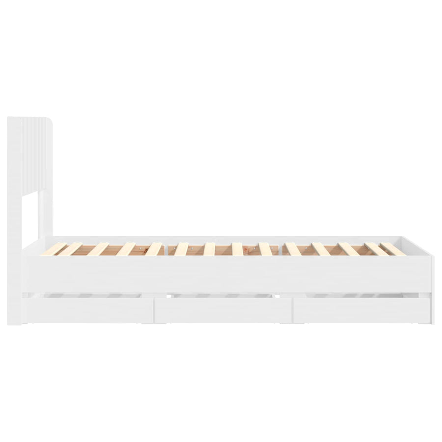 Bedframe met opbergruimte en hoofdbord Wit 100 x 200 cm