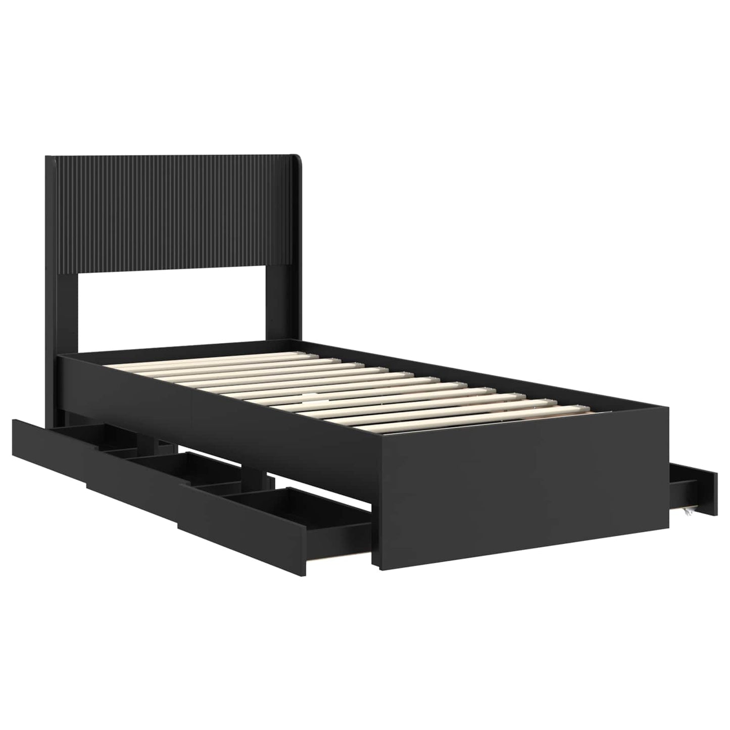 Bedframe met opbergruimte en hoofdbord Zwart 100 x 200 cm