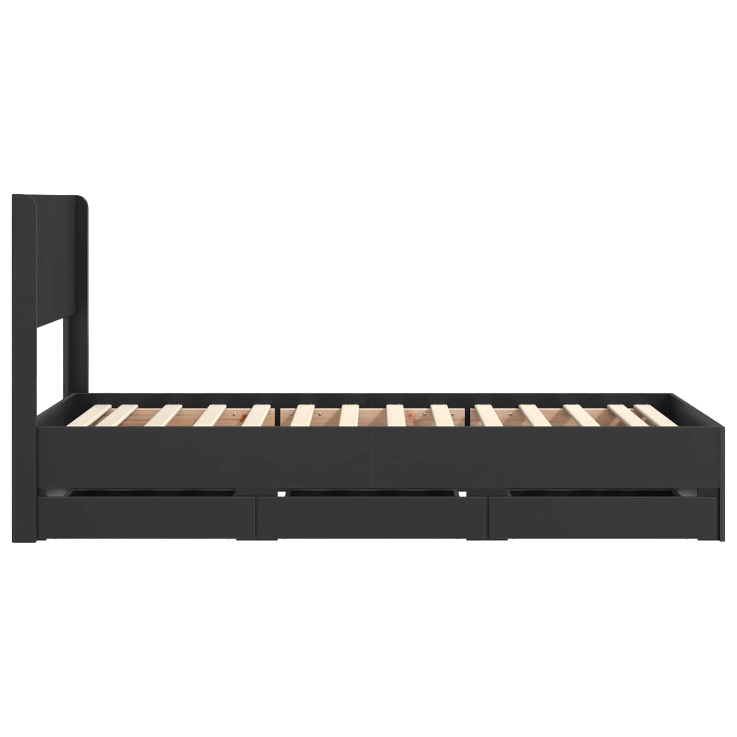 Bedframe met opbergruimte en hoofdbord Zwart 100 x 200 cm