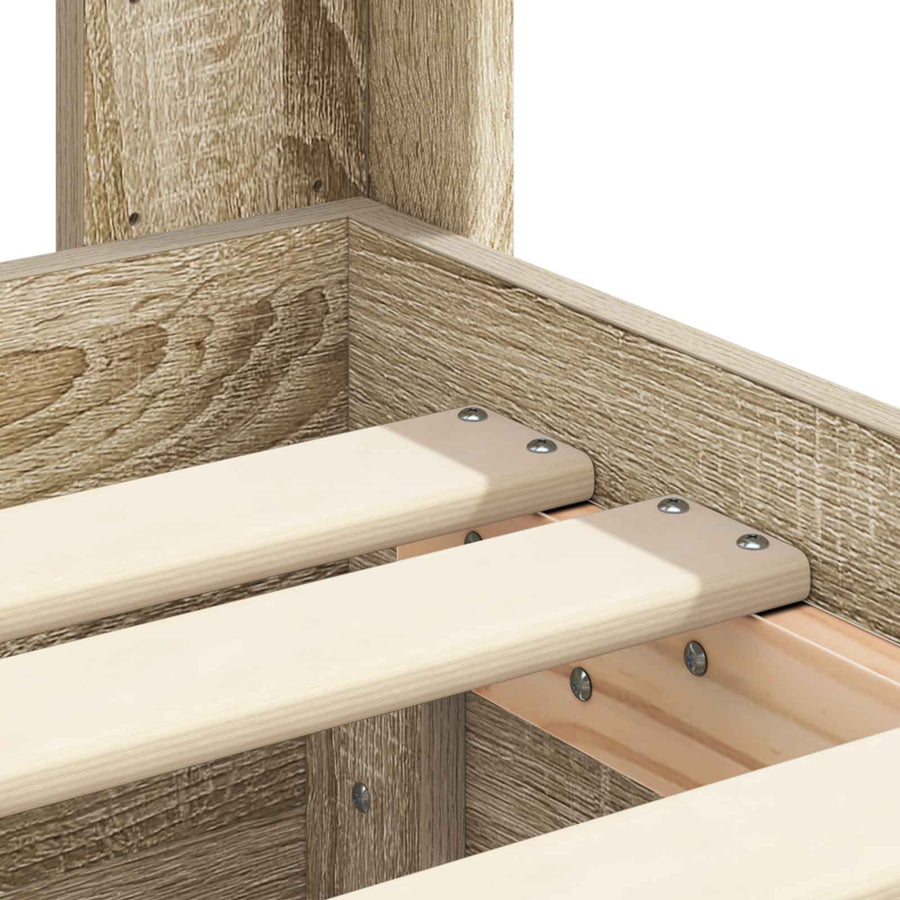 Bedframe met opbergruimte en hoofdbord met lade Sonoma Eiken