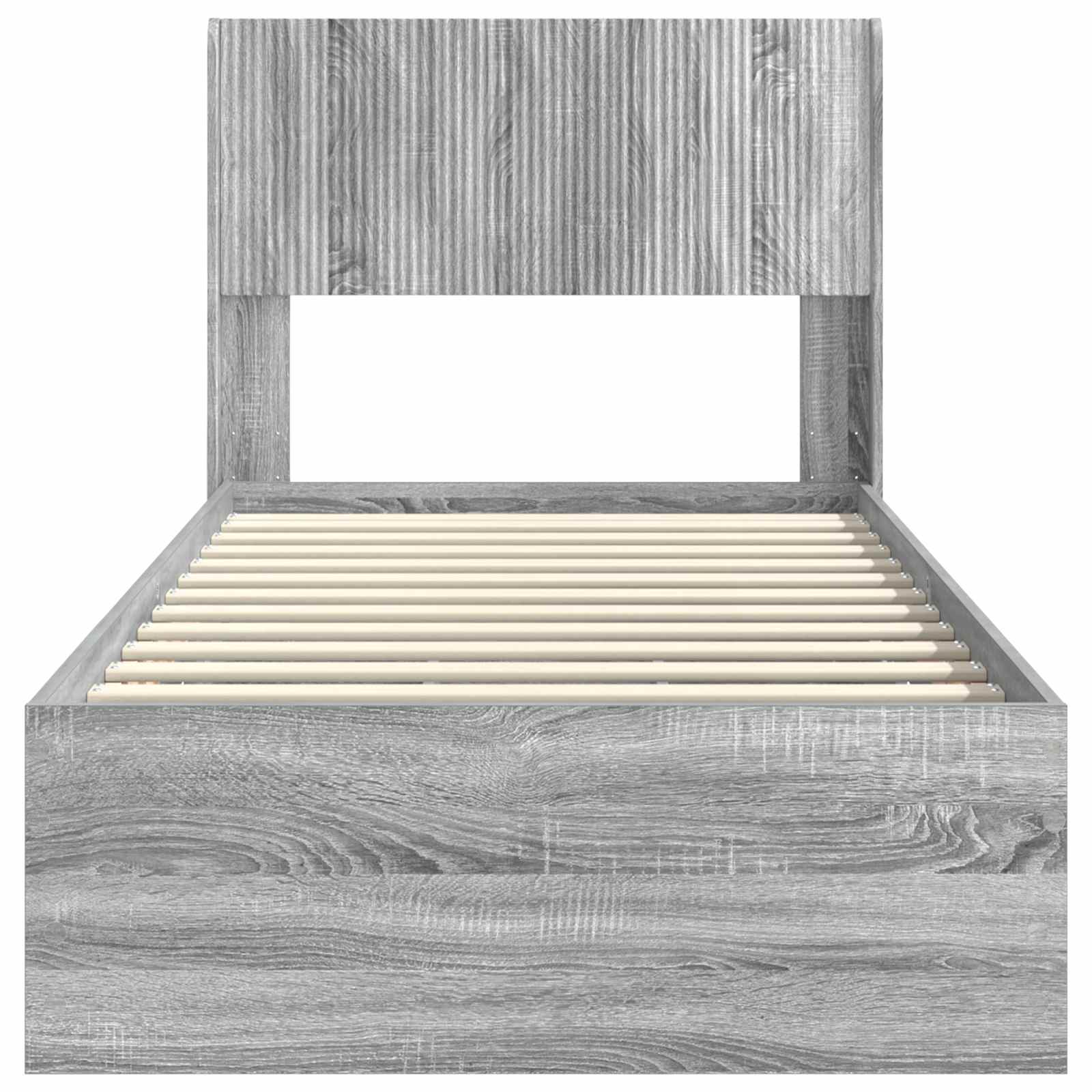 Bedframe met opbergruimte en hoofdbord met lade Grijs sonoma