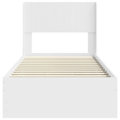 Bedframe met opbergruimte en hoofdbord met lade Wit 90 x 200 cm