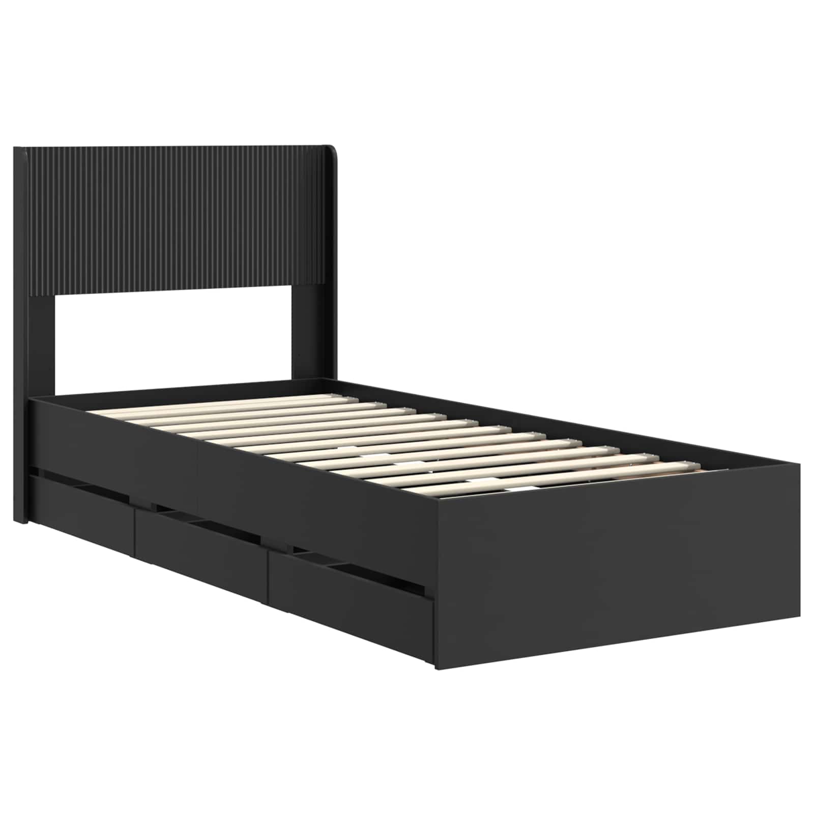 Bedframe met opbergruimte en hoofdbord Zwart 90 x 200 cm