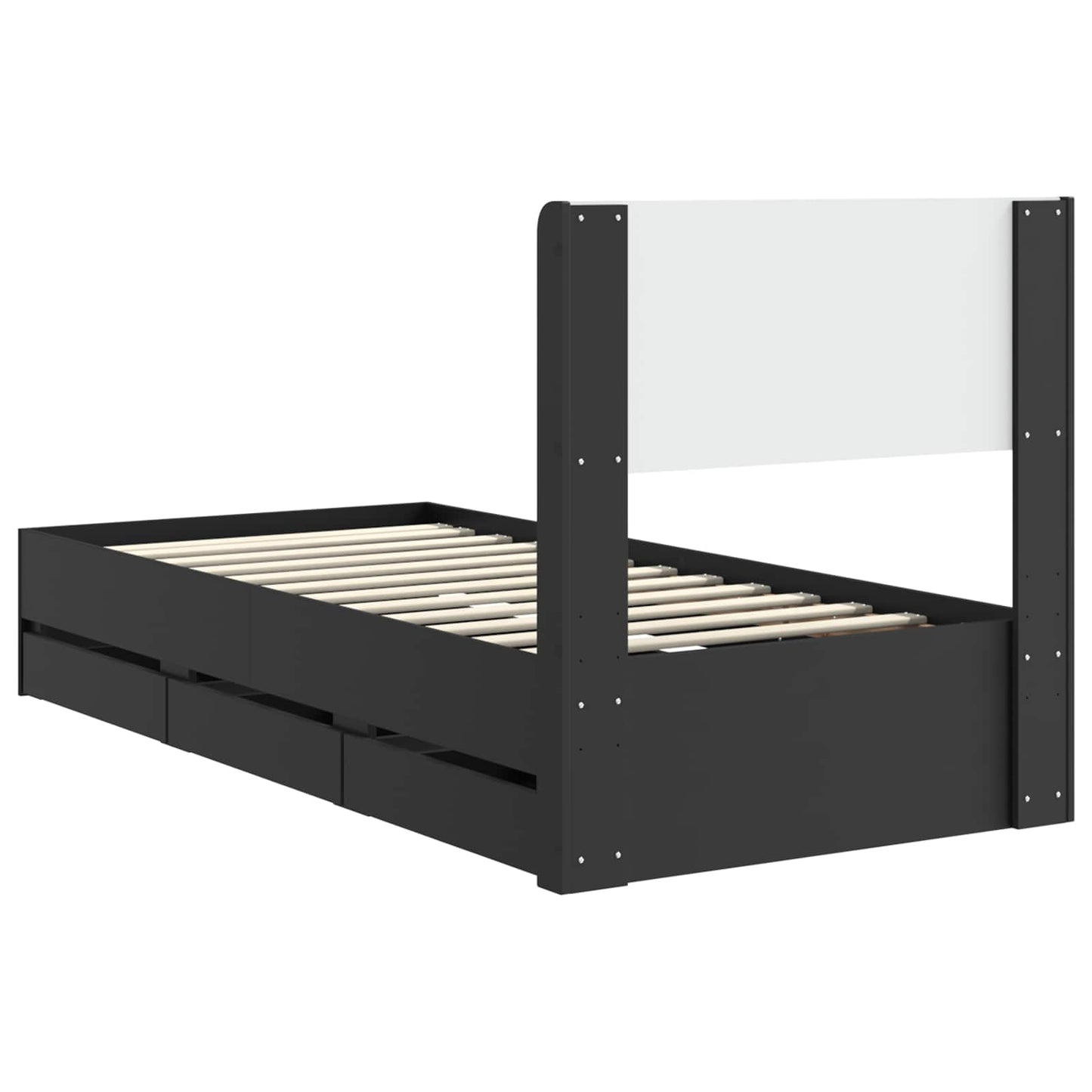 Bedframe met opbergruimte en hoofdbord Zwart 90 x 200 cm