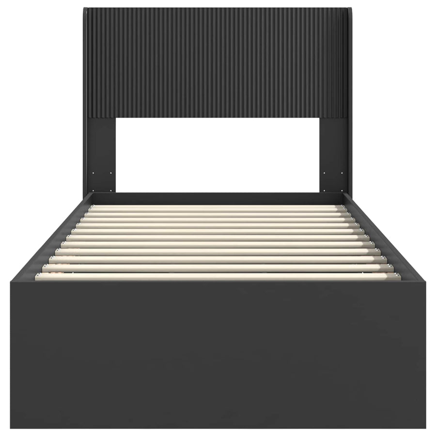 Bedframe met opbergruimte en hoofdbord Zwart 90 x 200 cm