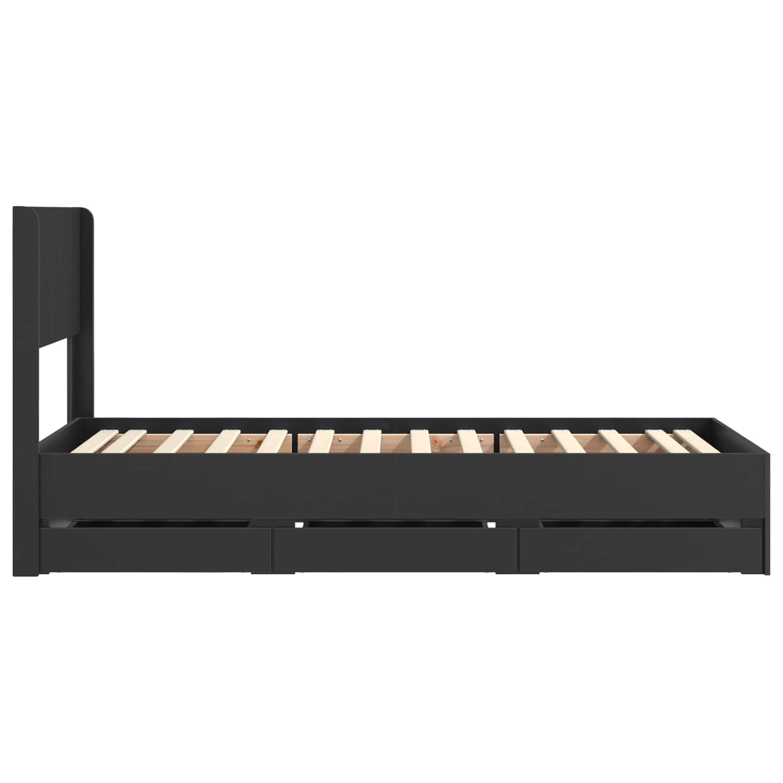 Bedframe met opbergruimte en hoofdbord Zwart 90 x 200 cm