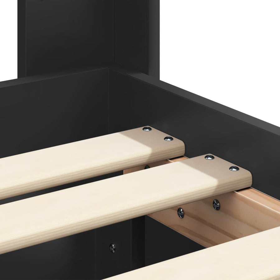 Bedframe met opbergruimte en hoofdbord Zwart 90 x 190 cm