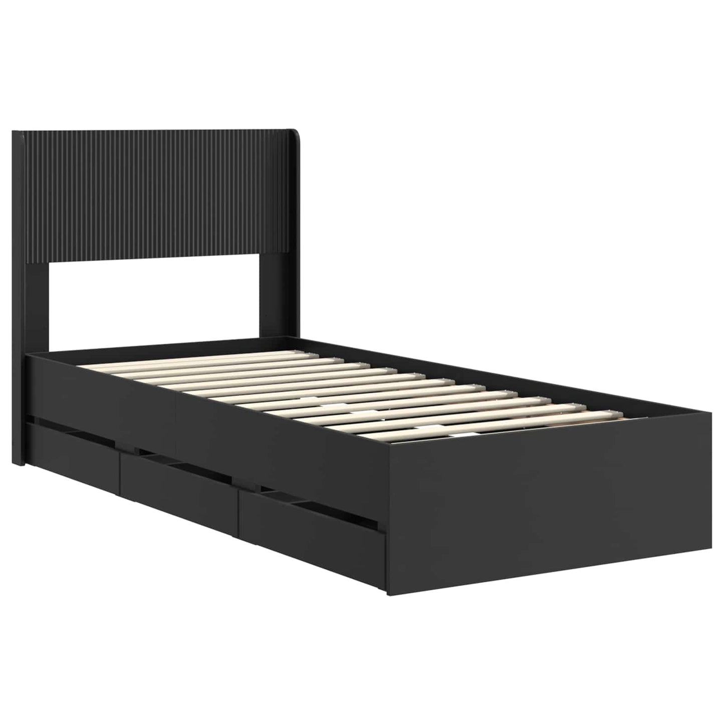 Bedframe met opbergruimte en hoofdbord Zwart 90 x 190 cm