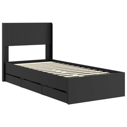 Bedframe met opbergruimte en hoofdbord Zwart 90 x 190 cm