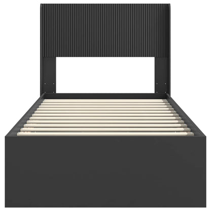 Bedframe met opbergruimte en hoofdbord Zwart 90 x 190 cm