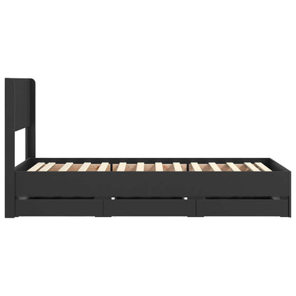 Bedframe met opbergruimte en hoofdbord Zwart 90 x 190 cm