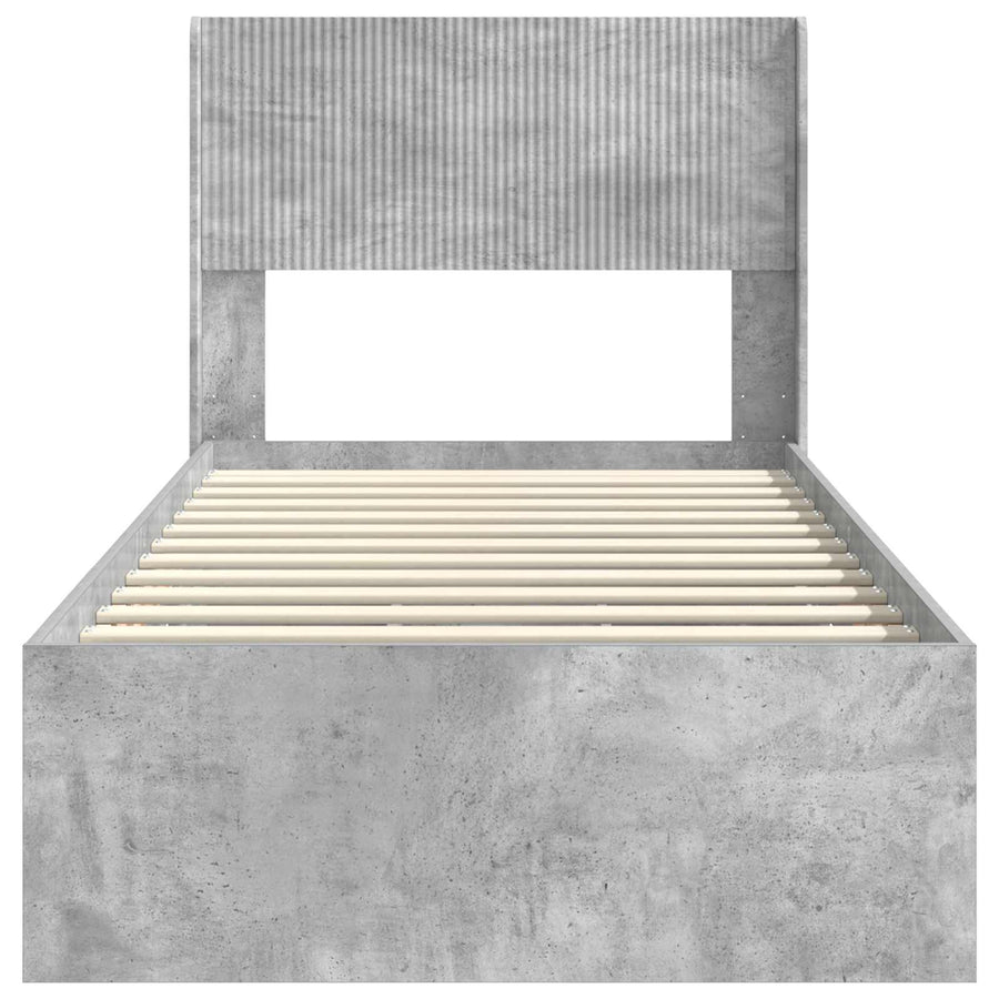 Bedframe met opbergruimte en hoofdbord Betongrijs 90 x 190 cm