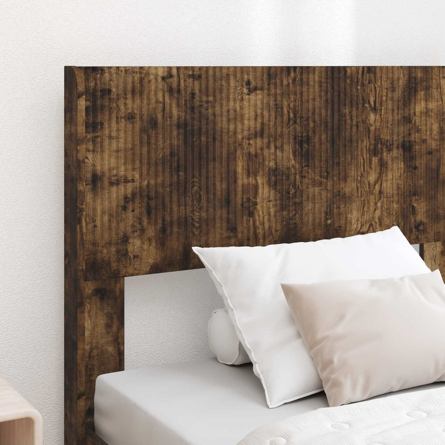 Bedframe met opbergruimte en hoofdbord met lade Gerookt eiken