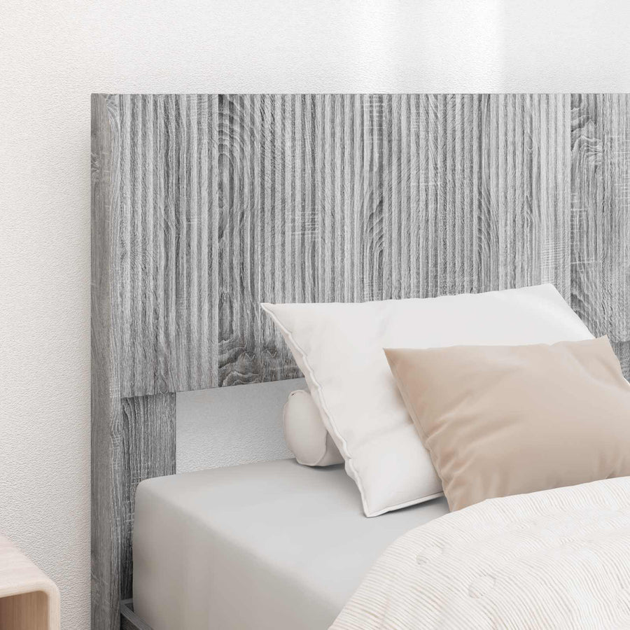 Bedframe met opbergruimte en hoofdbord Grijs sonoma 90 x 190 cm