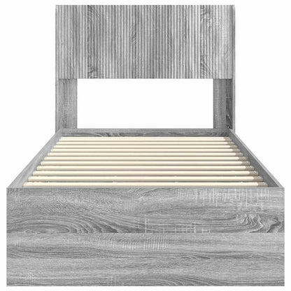 Bedframe met opbergruimte en hoofdbord Grijs sonoma 90 x 190 cm