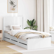 Bedframe met opbergruimte wit 75x190 cm